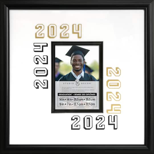 Black 14&#x22; x 14&#x22; Signature 2024 Frame with Mat, Graduation&#x2122; by Studio D&#xE9;cor&#xAE;